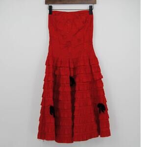 Vintage Van San Strapless Ruffled Dress